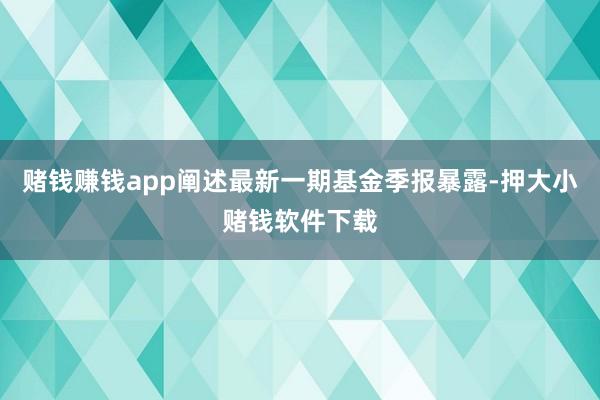 赌钱赚钱app阐述最新一期基金季报暴露-押大小赌钱软件下载